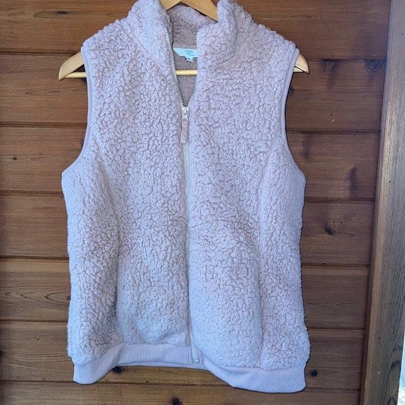 Time & Tru Mauve Sherpa Vest Medium - Picture 1 of 5